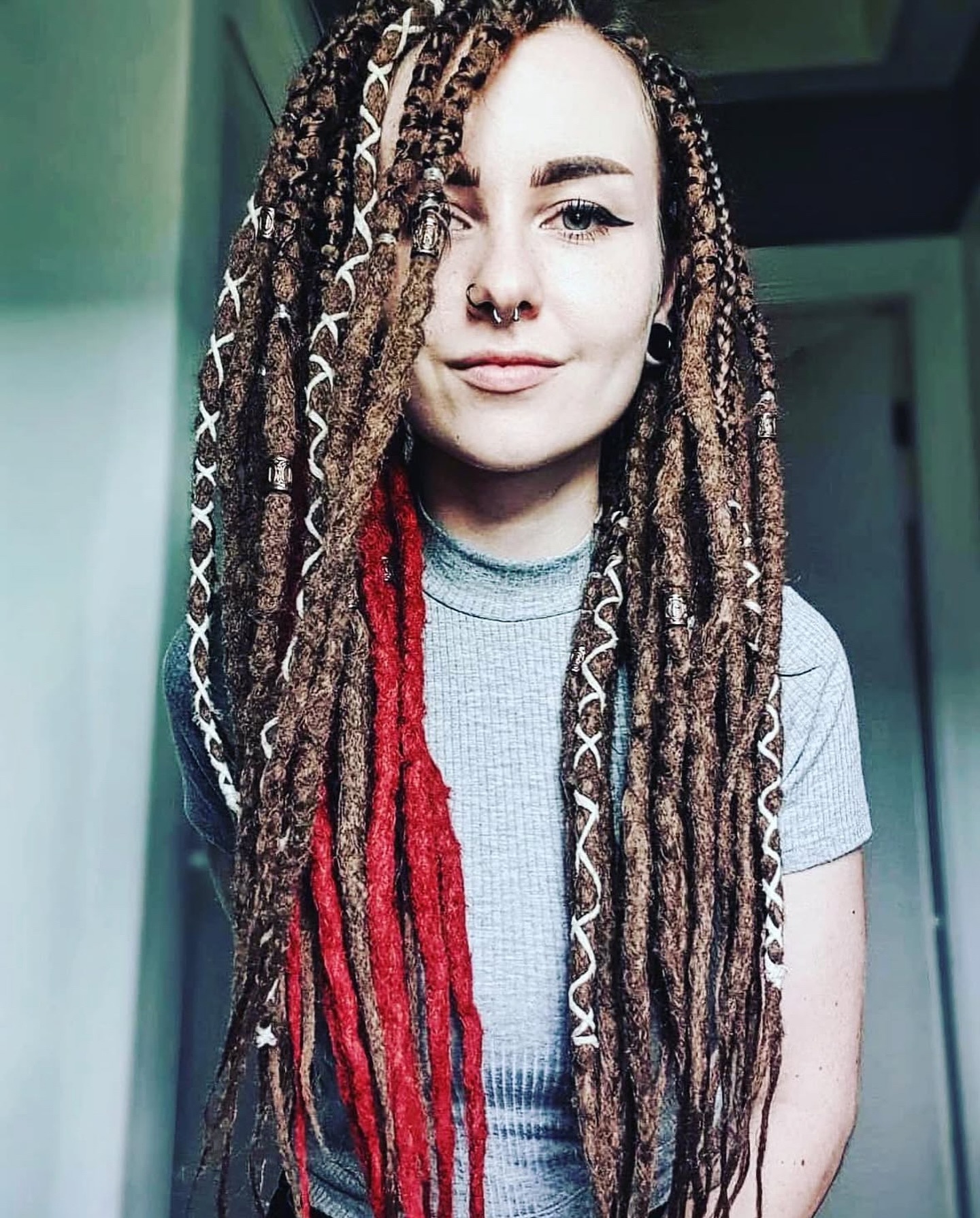 Artistic dreadlock hairstyle